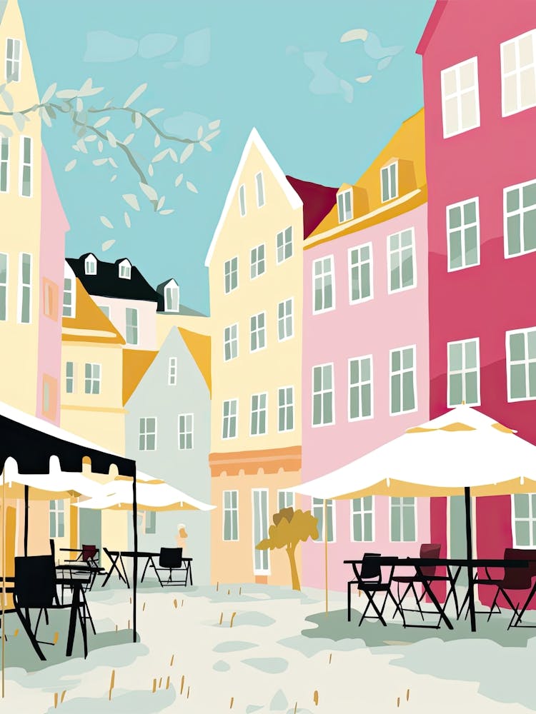 Stavenger, Norway, Flat Pastels Tones Illustration 4