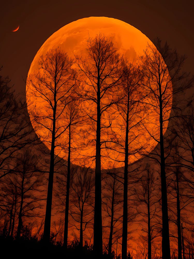 Full Moon Over Trees 1