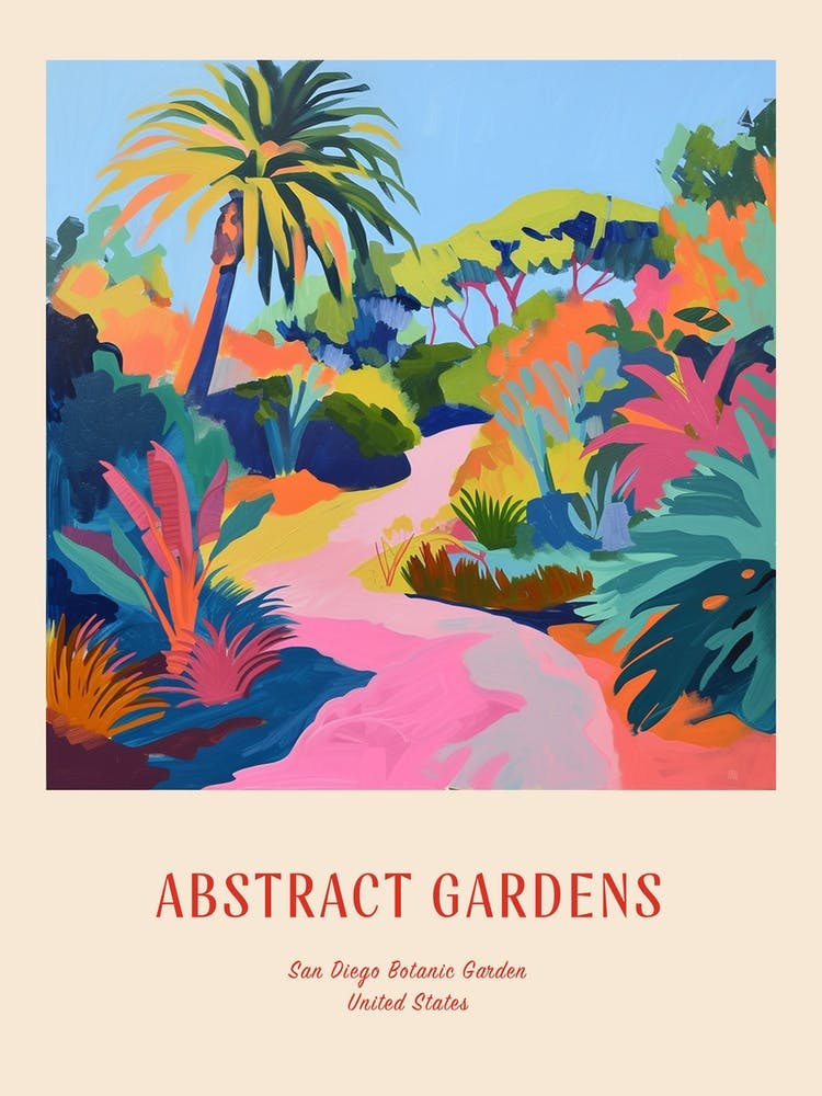 Colourful Gardens San Diego Botanic Garden Usa 4 Red Poster