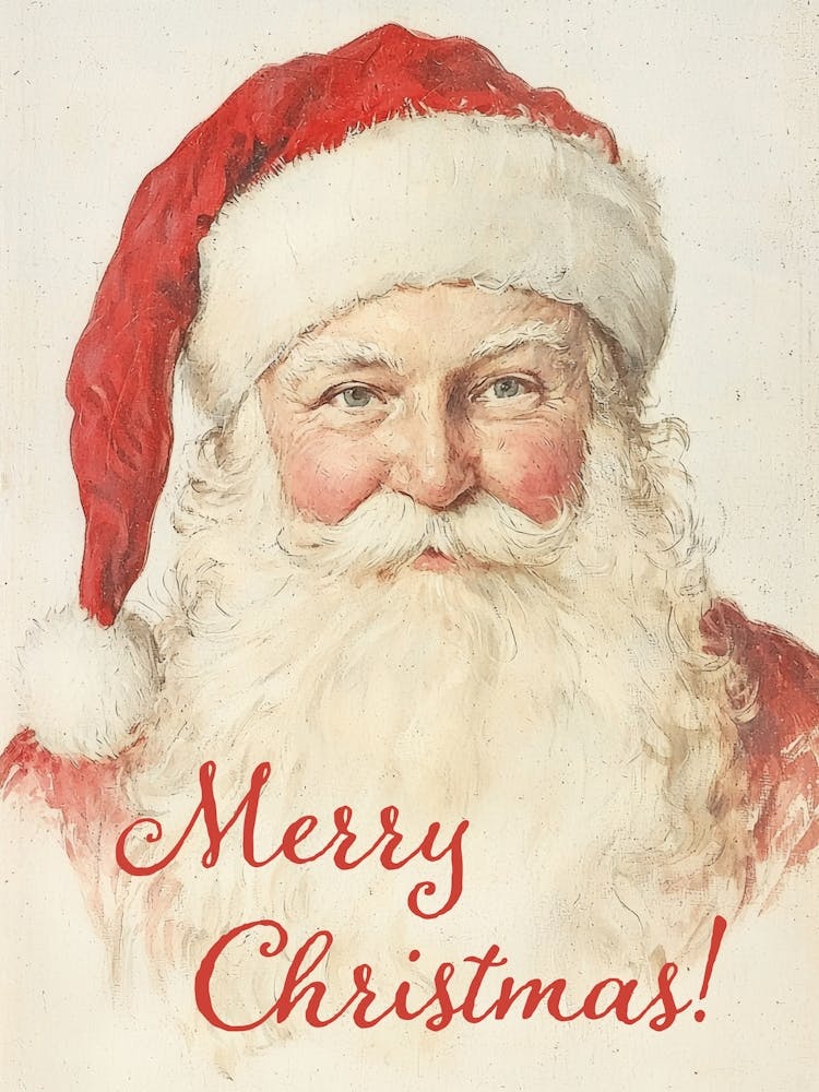 Merry Christmas. Vintage Santa Portrait with Quote