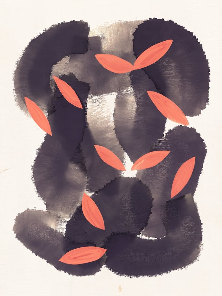 Abstract Painting with ink and cut out