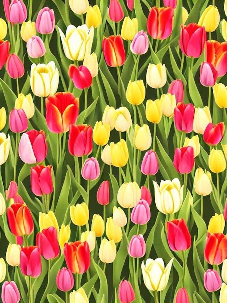 Tulips Repeat Retro Flower