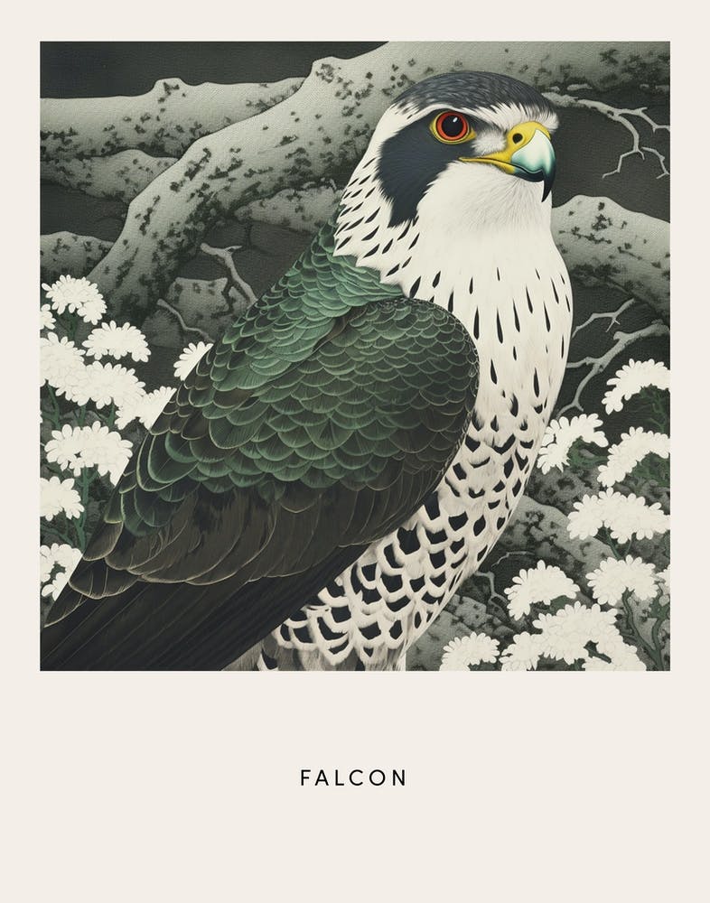Ohara Koson Inspired Bird Painting Falcon 7 Poster