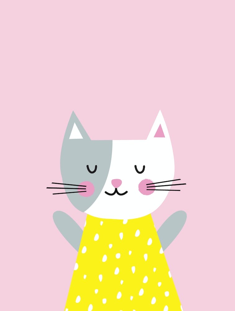 Chat Mignon En Robe Jaune