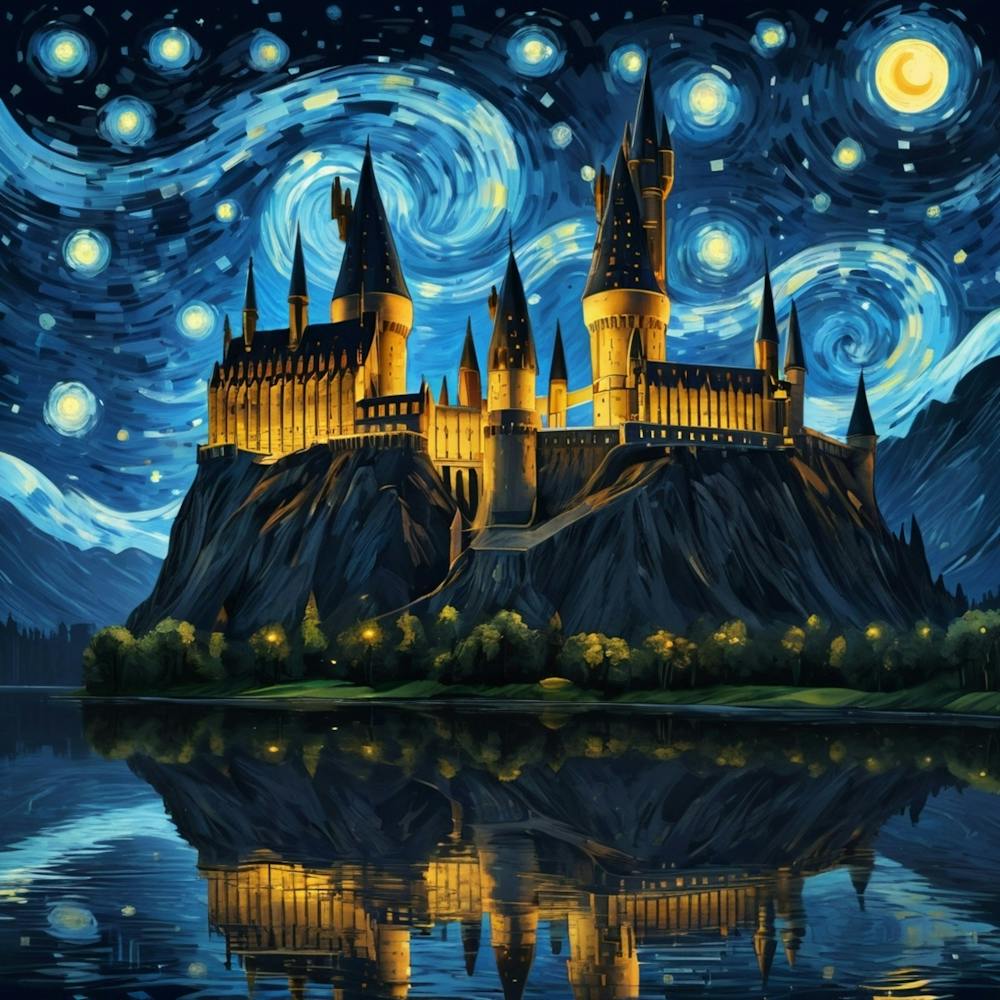 Schloss bei Starry Night Van Gogh Gemälde 4
