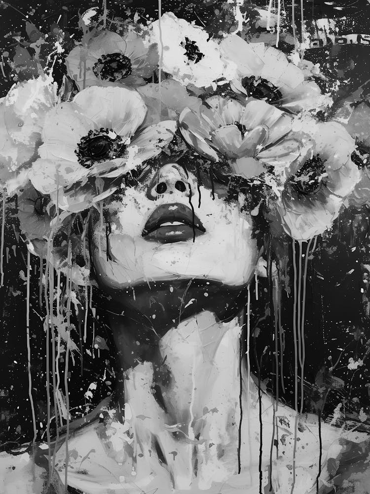 Woman With Flowers On Her Head