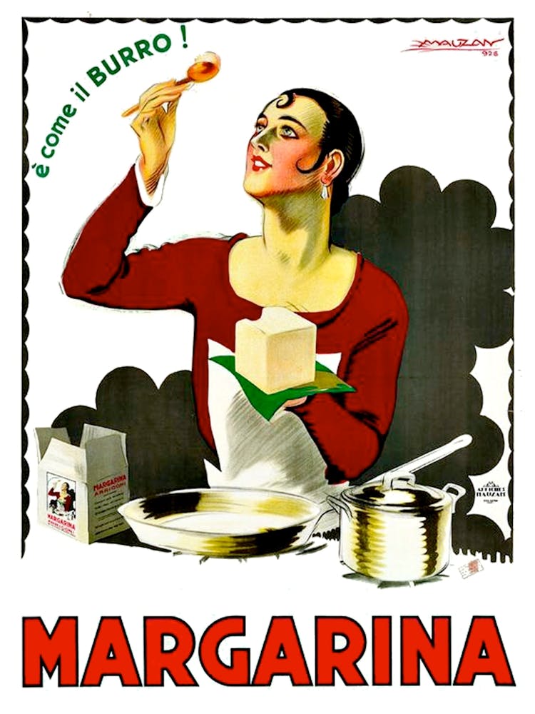 Happy Woman With Margarine, Funny Vintage Poster