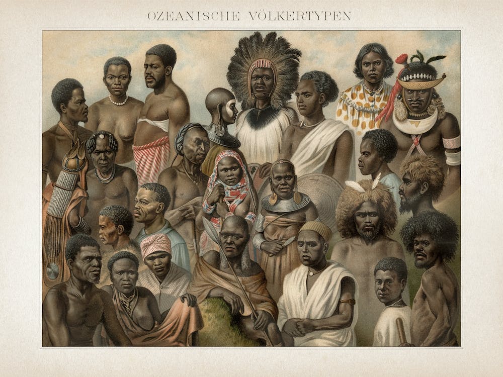 Vintage Brockhaus 4 Völker Ozeanisch