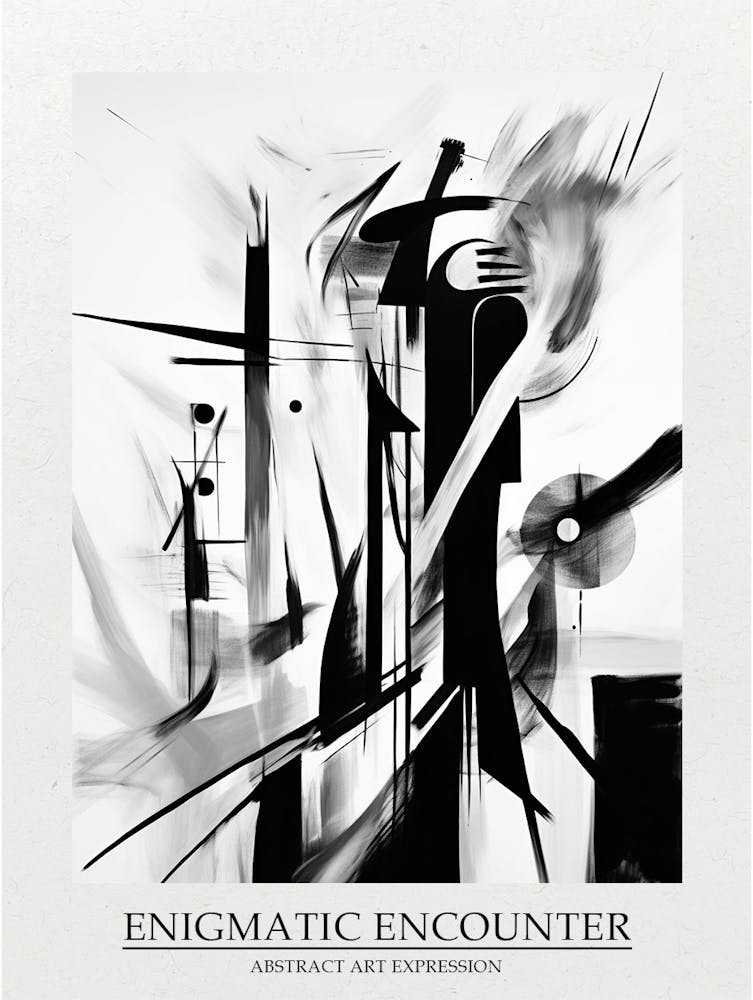 Enigmatic Encounter Abstract Black And White 8 Poster