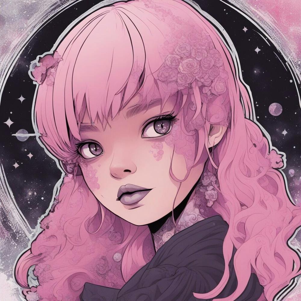 Pink Haired Girl minimalistic style