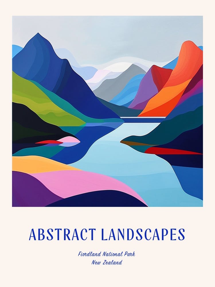 Colourful Abstract Fiordland National Park New Zealand 7 Poster Blue