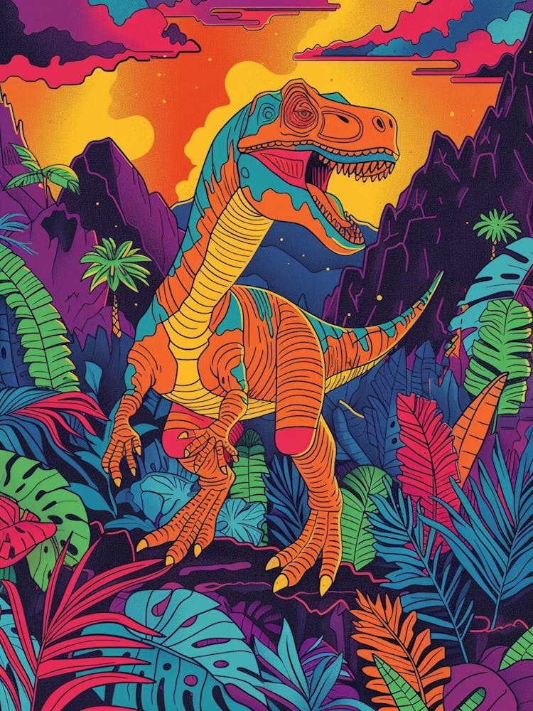 Orange Jurassic Dinosaur Illustration