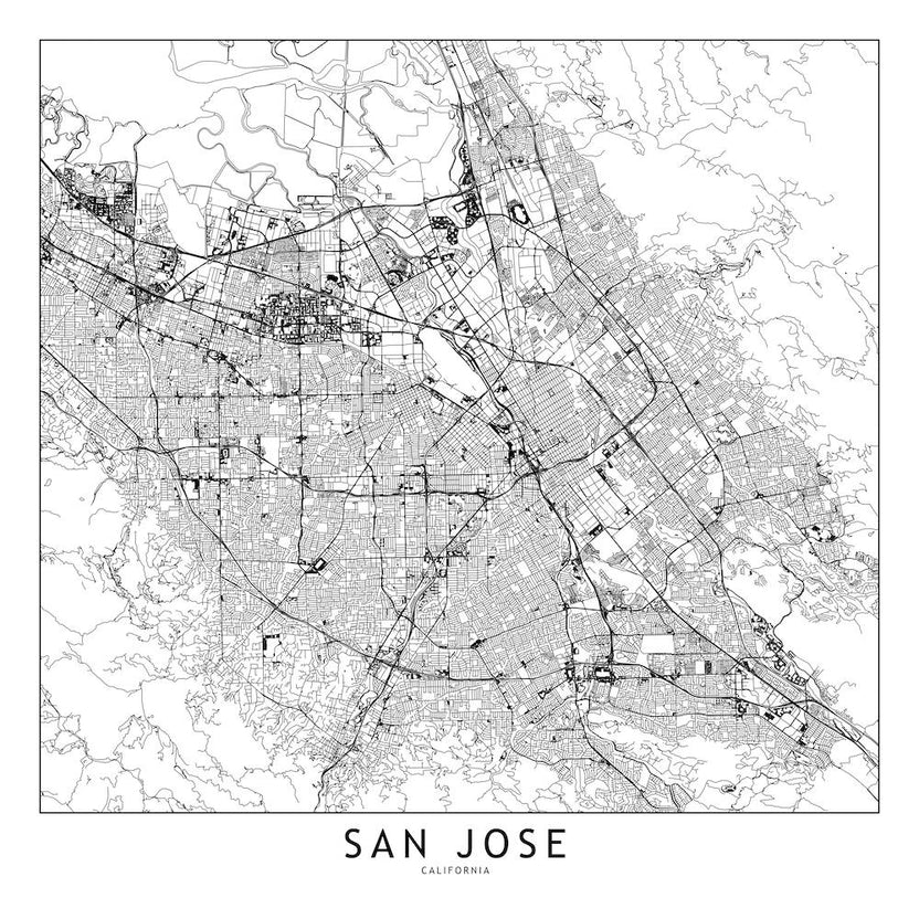 San Jose White Map Square