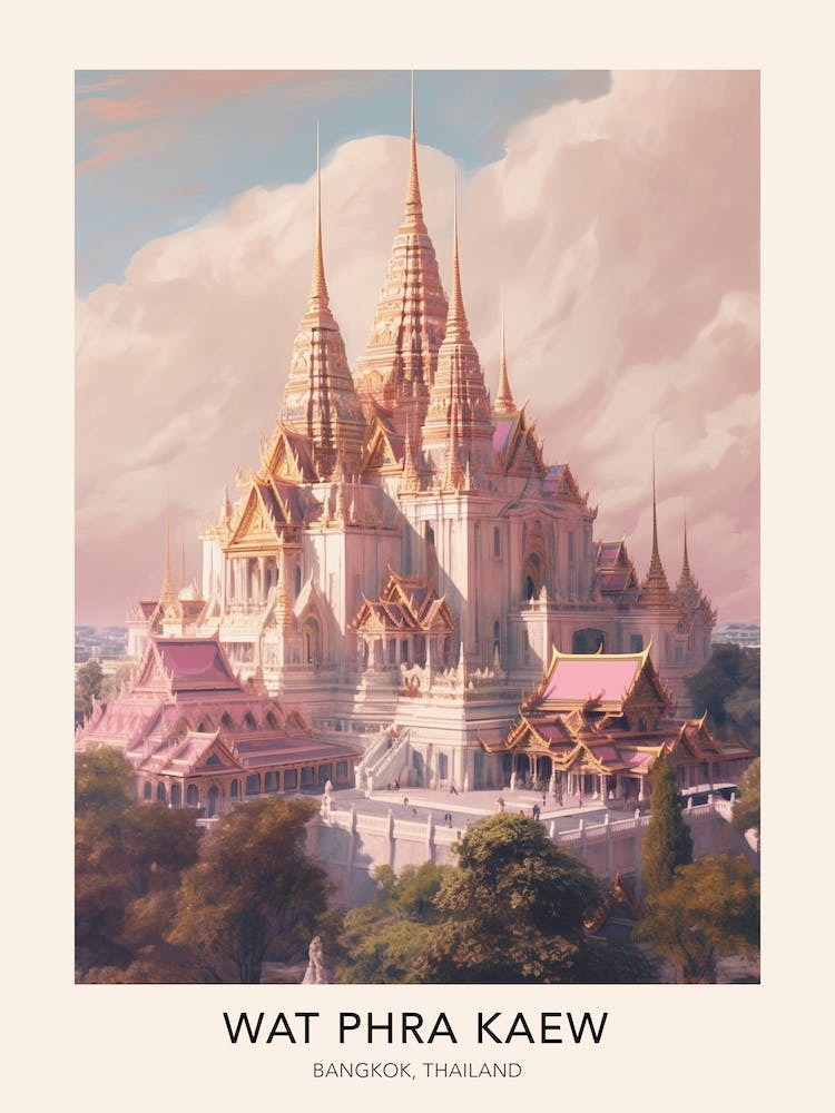 The Wat Phra Kaew Bangkok Thailand Travel Poster