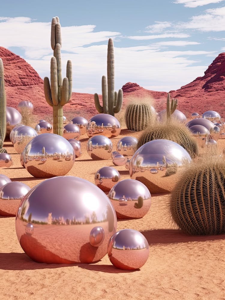 Disco Balls 3d In The Desert 1