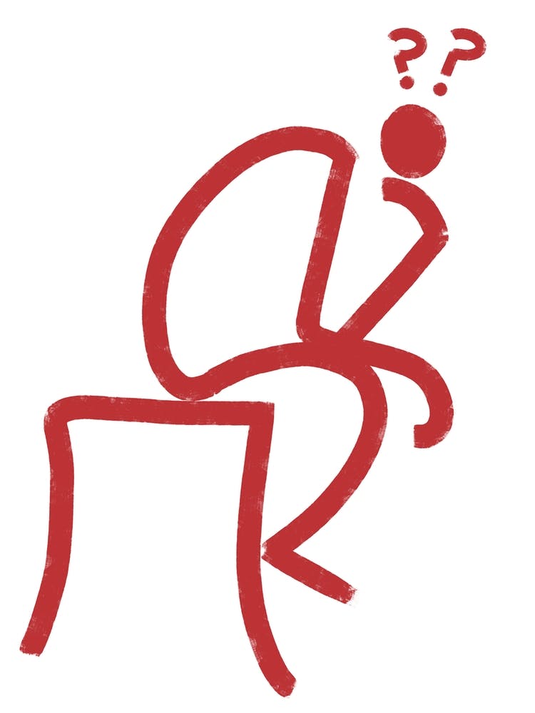 The Thinker In Brick Red Line