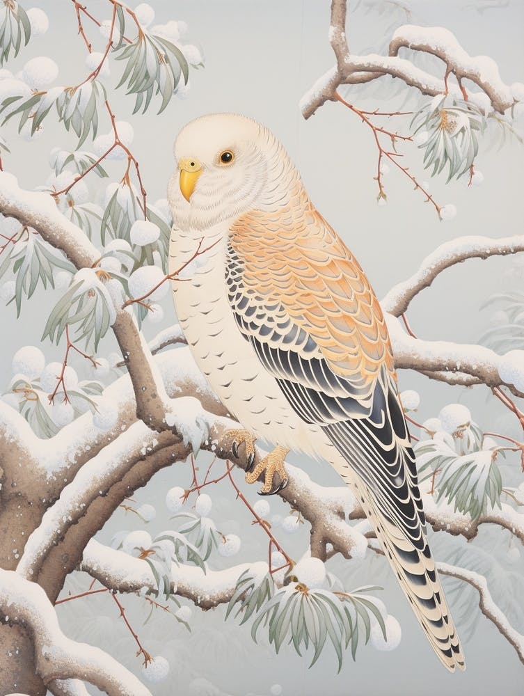 Winter Bird Painting Budgerigar 4
