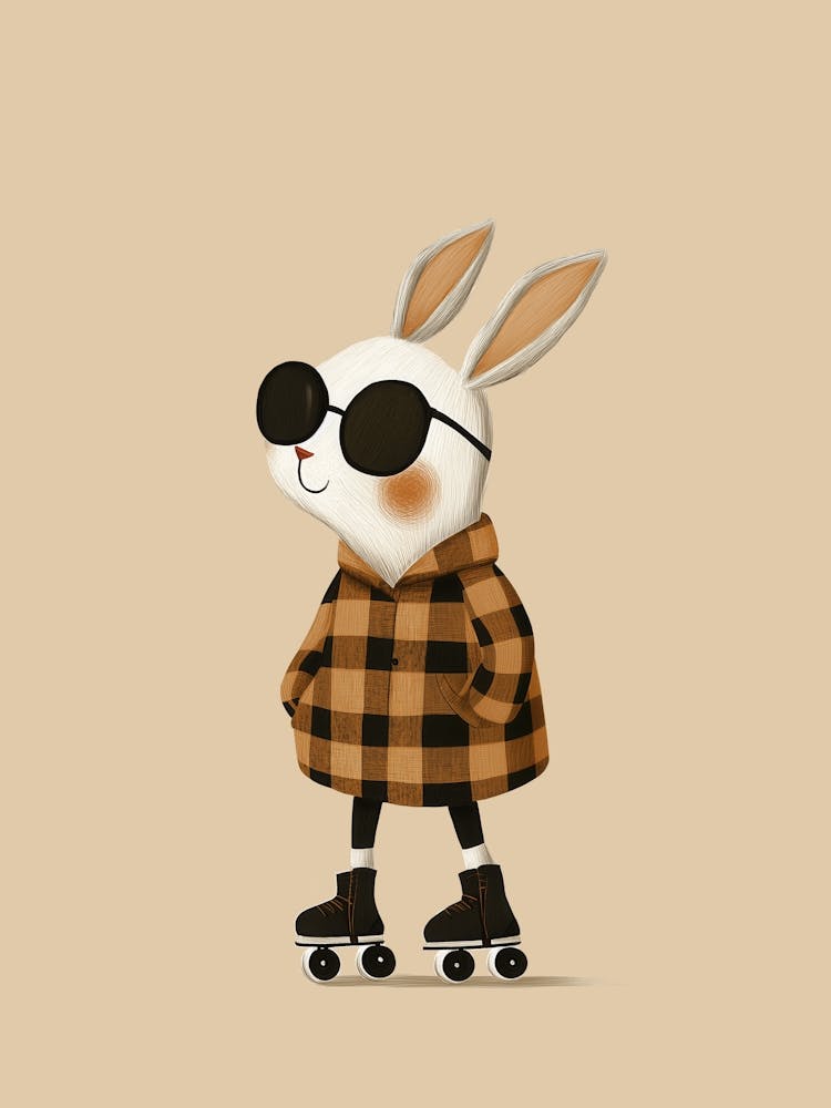 Roller Skating Bunny Kids' Room Poster