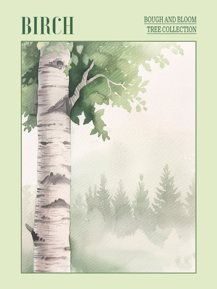 Birch Tree Atmospheric Watercolour Painting 1 Poster