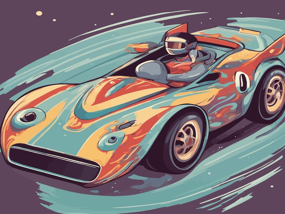 Retro Race Car Illustration Style