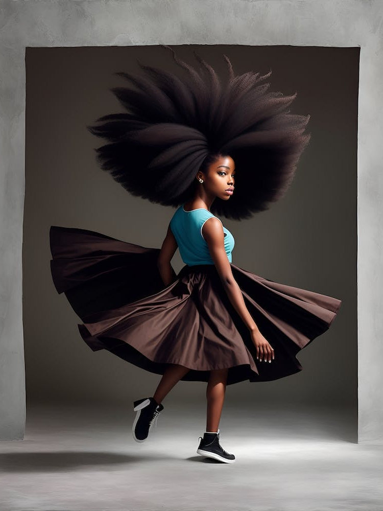 Young Afro Girl Twirling