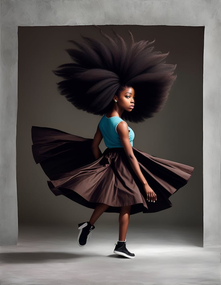 Young Afro Girl Twirling