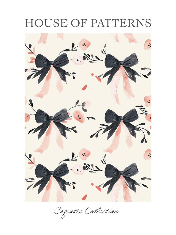 Pink And Black Bows 2 Pattern Poster