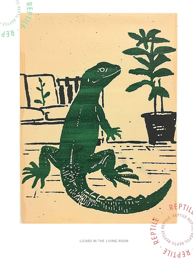 Lizard In The Living Room Block 1 Poster