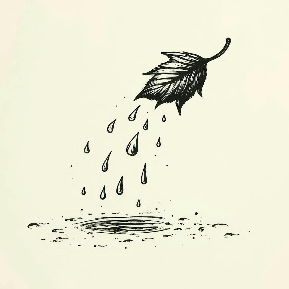 Rain Falling On A Leaf 1