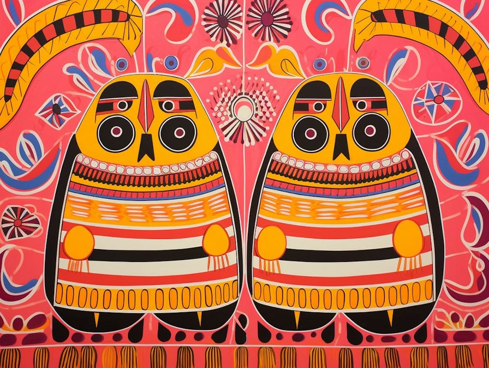 Guinea Pig 2 Folk Style Animal Illustration