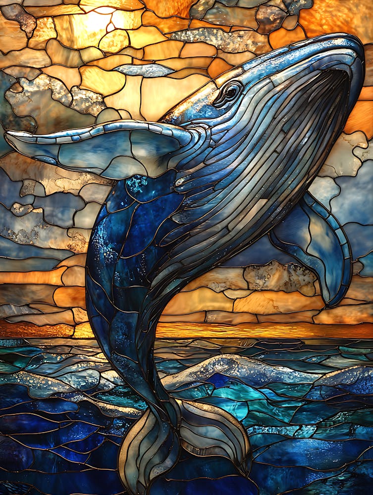 Stunning Stained Glass Whale 12