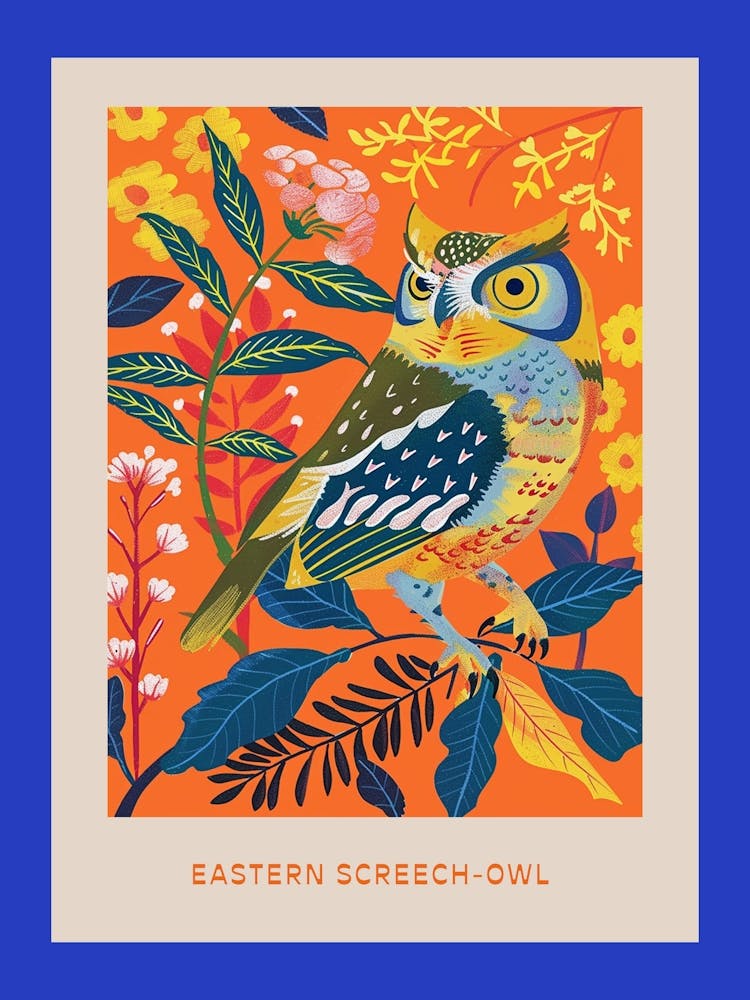 Spring Birds Poster Eastern Screech Owl 1