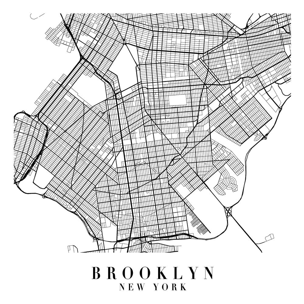 Brooklyn New York Street Map Minimal Square