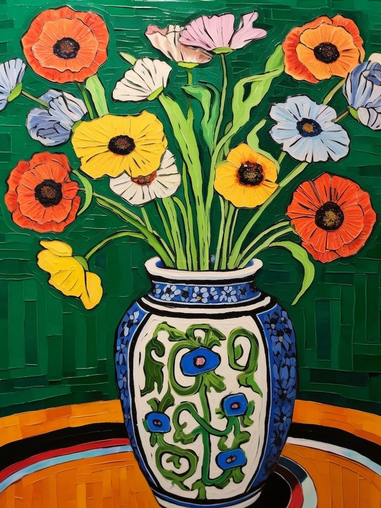 Flowers In A Vase Still Life Painting Cosmos 2