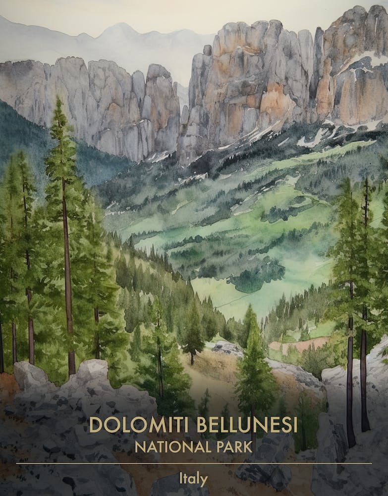 Dolomiti Bellunesi National Park Italy Watercolour 4