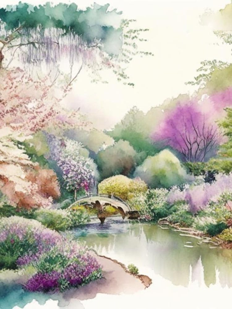 Atlanta Botanical Garden, 2, Usa Pastel Watercolour