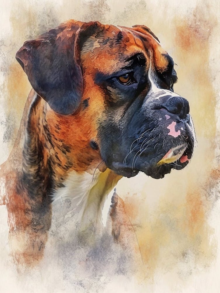 Boxer Aquarell Gemälde 4