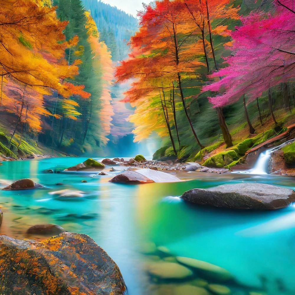 Autumn Forest River