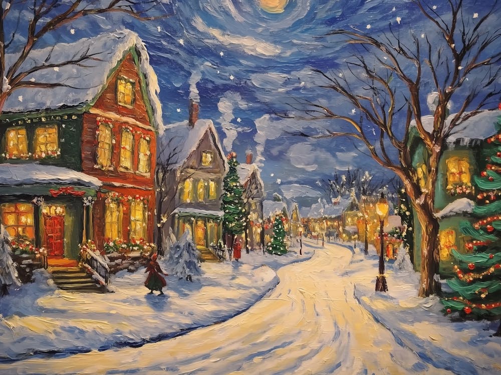 Christmas Village Inspired By Van Gogh