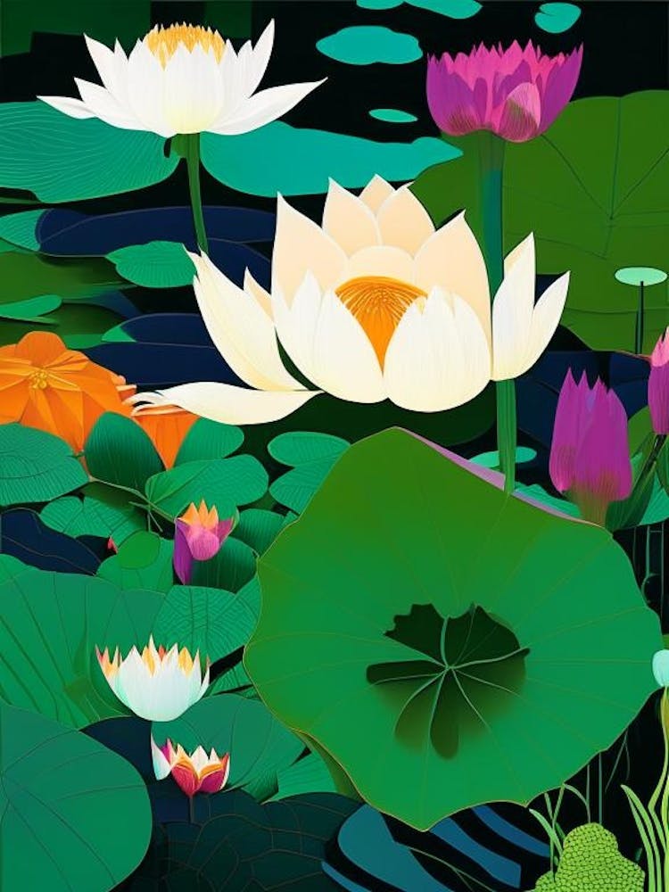 Lotus Flowers In Garden Fauvism Matisse 2