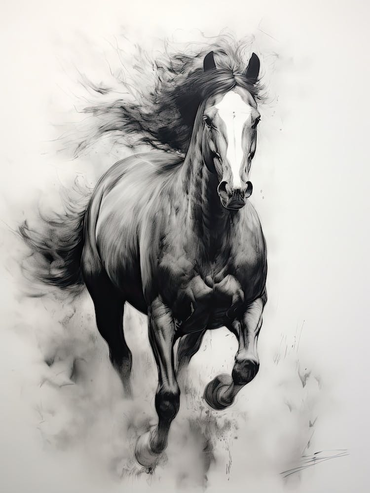 A Horse Painting In The Style Of Monochrome Painting 2