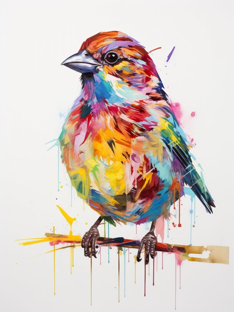 Colourful Bird Painting Sparrow 3