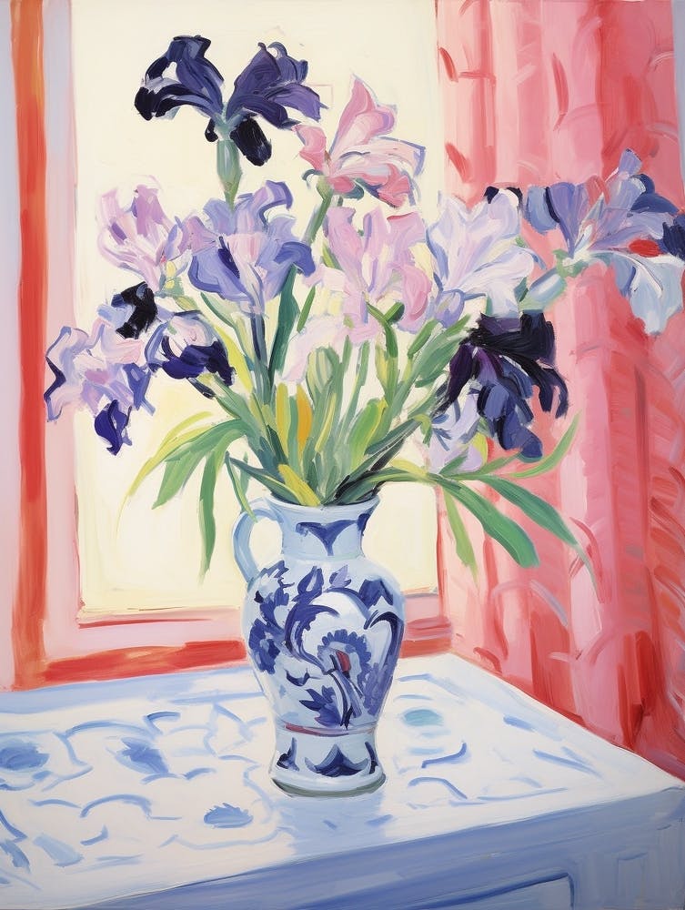 Un Vase avec des Iris, Bouquet de Fleurs 4