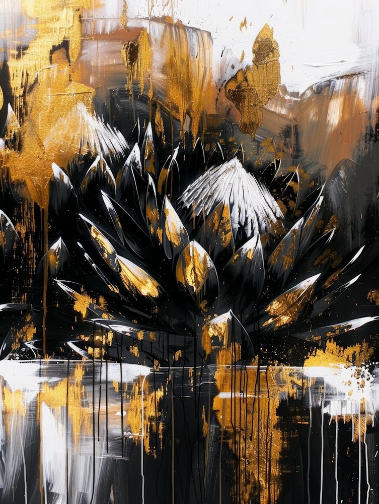Abstract Black And Gold Painting 107