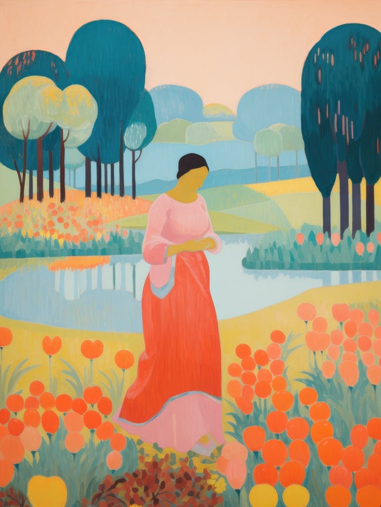 Woman In Tulips