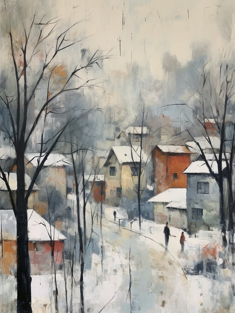 Peinture du parc urbain en hiver - Ditan Park Pékin 4