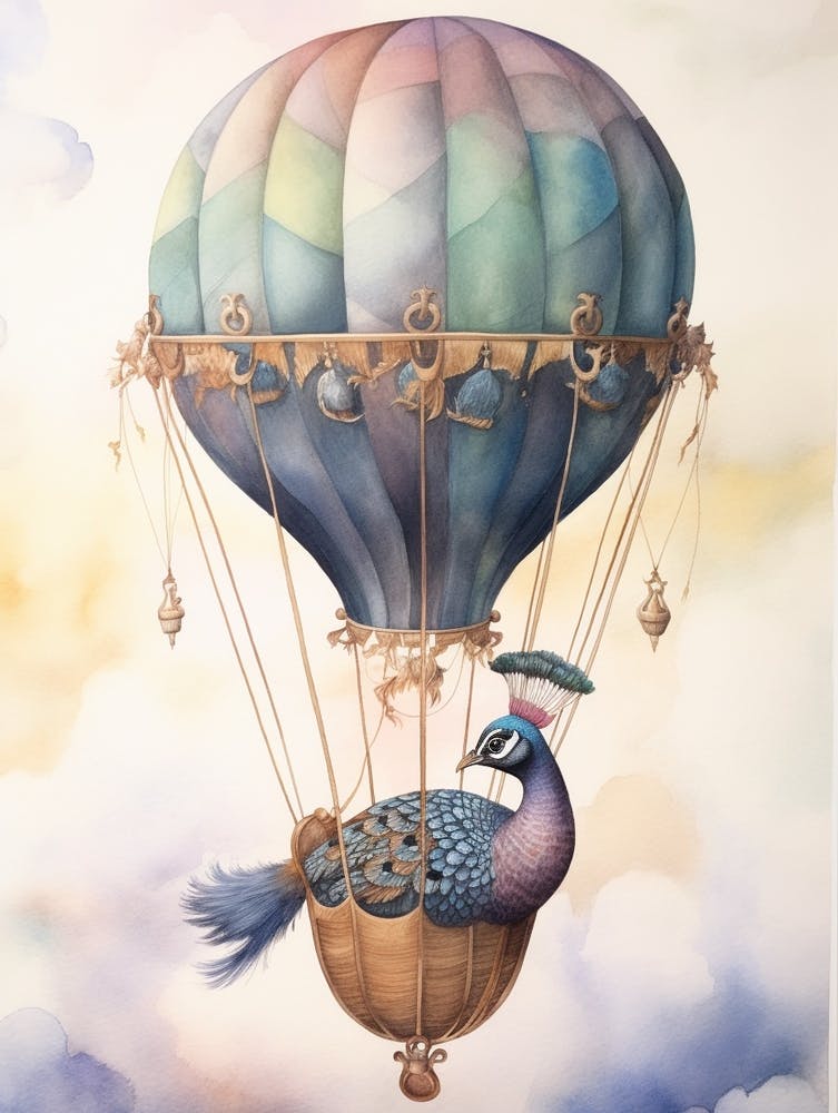 Baby Peacock In A Hot Air Balloon