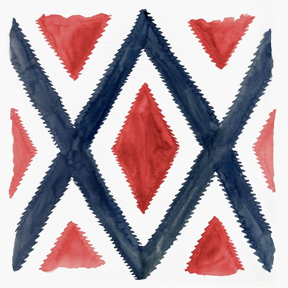 Del Rio Watercolor Print In Red And Blue