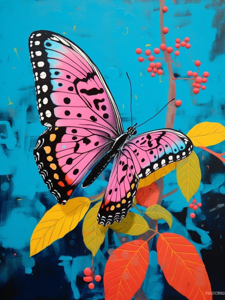 Pop Art Eastern Tailed Blue Butterfly  4