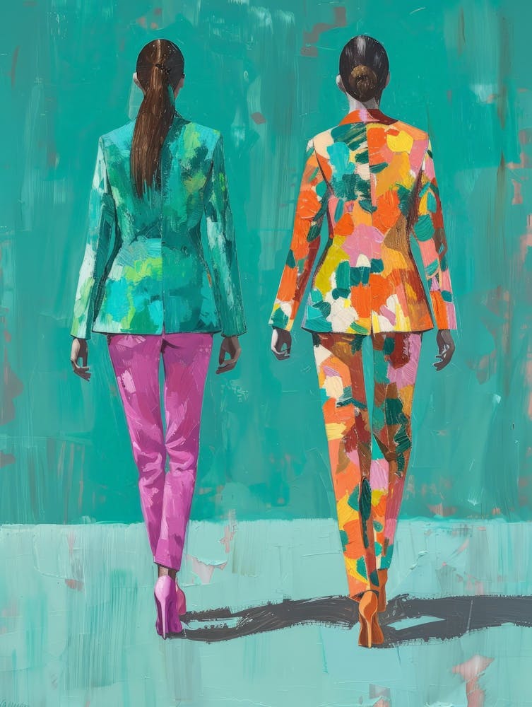 Two Women In Colorful Suits 1